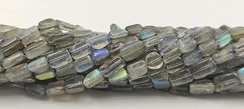 "Hanumat Gems" - Lote de 10 hebras de peridoto verde natural, cuentas de piedras preciosas de forma rectangular, cuentas planas irregulares de