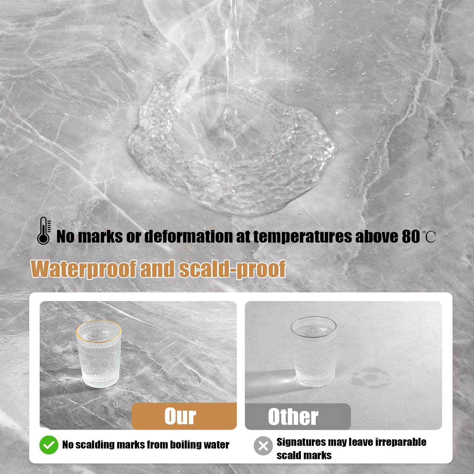 Pellicola Adesiva Effetto Marmo,Carta Autoadesiva Effetto Marmo,Carta Adesiva Effetto Marmo per Top Cucina,Ignifugo E Resistente all'Acqua,Facile da Rimuovere