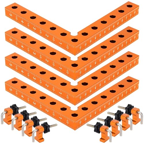 DEOYUEND Paquete de 4 abrazaderas de esquina, abrazaderas de esquina de 5.5 x 5.5 pulgadas para carpintería, herramientas para cajas, marcos de