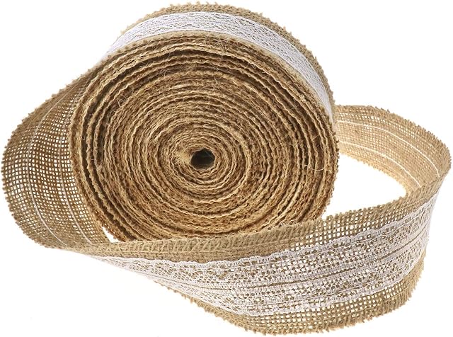 10M Natural Hessian Ribbon Jute Burlap Lace Trim Edge Favors Decorations
