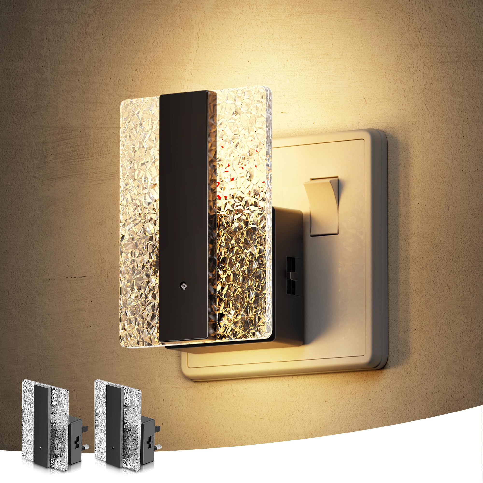 LOHAS-LED Night Light, Night Light Plug in Wall with Dusk to Dawn Photocell Sensor, Dimmable Nightlight(0-100LM), 3000K Warm White, for Kids, Bedroom, Stairs, Kitchen, Hallway, Toilet, 2 Pack, 1W