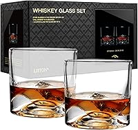 LIITON Denali Freezable Whiskey Glasses Set of 2 - 1lb Heavy Crystal Mountain Bourbon Glasses, Chills Cocktails in 18 Seconds, 10oz Gifts for Men