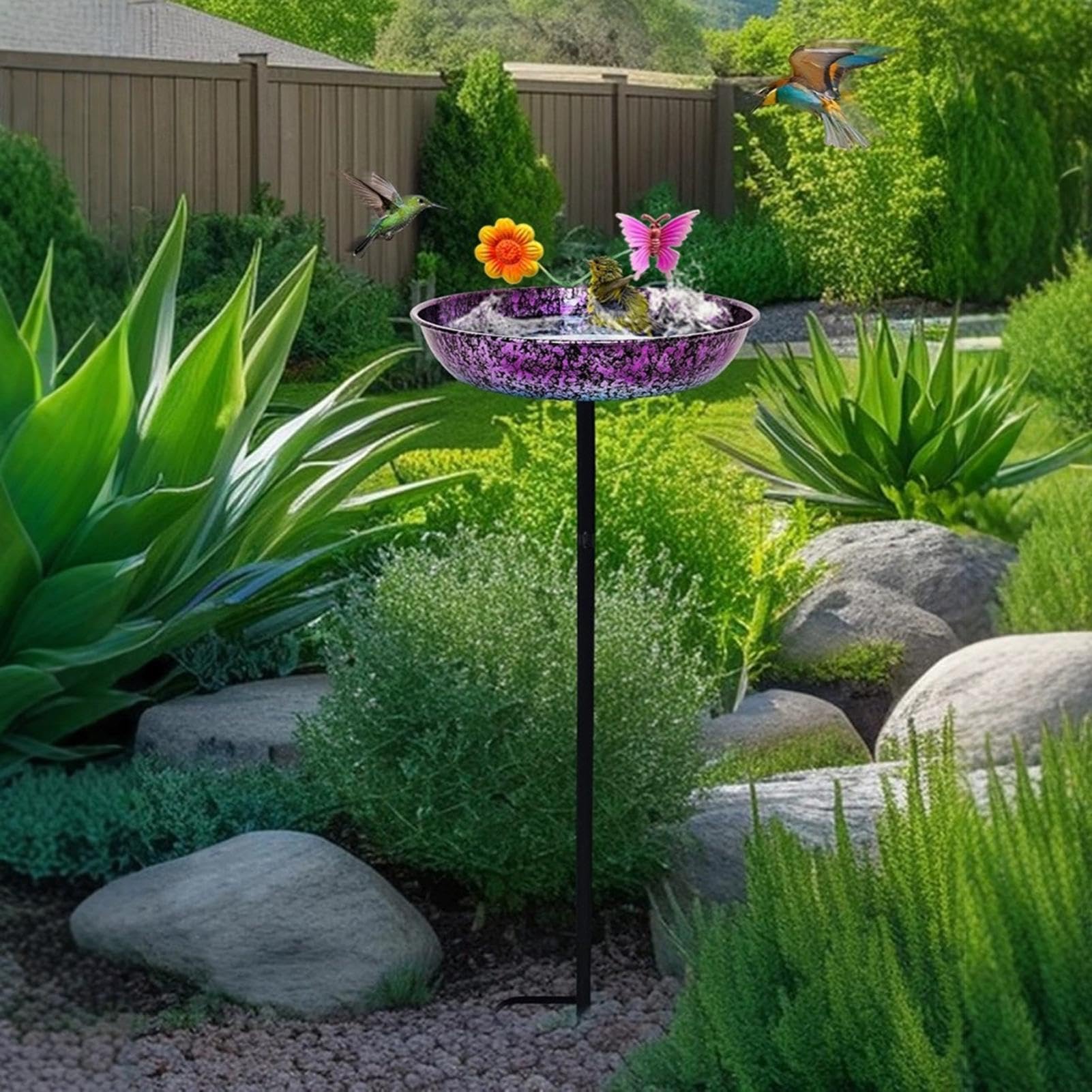 Bebedero Para Pájaros Exterior Estanque Decorativo para Jardín | Cuenco de Agua para Aves Azules y de Jardín Jardín Patio Trasero Porche Césped Observadores Aves Amantes Naturaleza