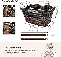 Vista 7 de GRANNY SAYS Cesta de bicicleta, cesta de mimbre para bicicleta, cesta de bicicleta tejida a mano, cesta de mimbre desmontable para manillar delantero