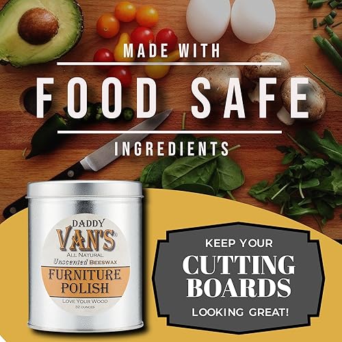 Miniatura 6 de Daddy Van's Esmalte de cera de abeja natural sin perfume, no tóxico, sin olor, cera de madera, nutre muebles, antigüedades, armarios y bloque de