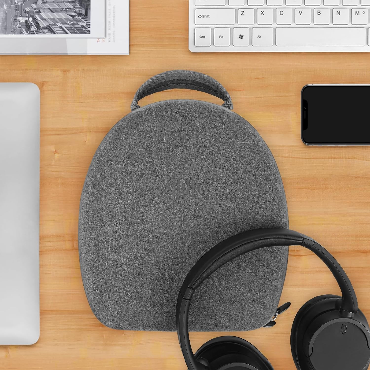 Geekria Shield Headphones Case Compatible with Sony WH-1000XM4, WH-1000XM3, WH-CH720n, Replacement Protective Hard Shell Carrying Bag with Cable Storage (Microfiber Grey) - Image 6