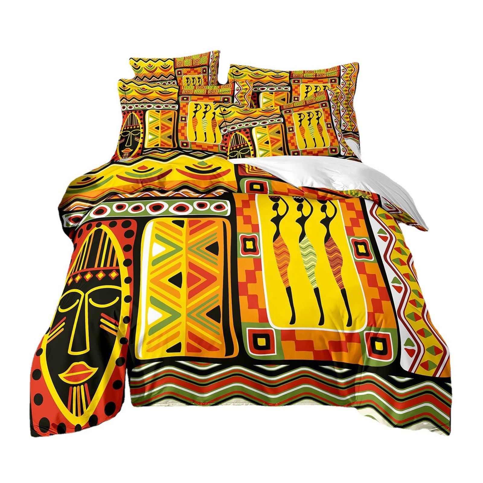 ZYWMZJ Bedding Set 3 Piece Single Double King Size Duvet Cover with Zipper, Egyptian Print Graffiti Duvet Cover and Pillowcases(Single(135x200cm))