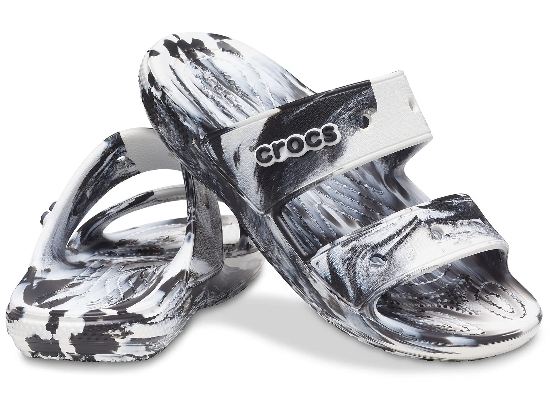 Crocs Unisex Adult ClassicCrocsMarbledSandal White/Black Sandal (207701-103) (B0979H6S84) Amazon Price History, Amazon Price Tracker