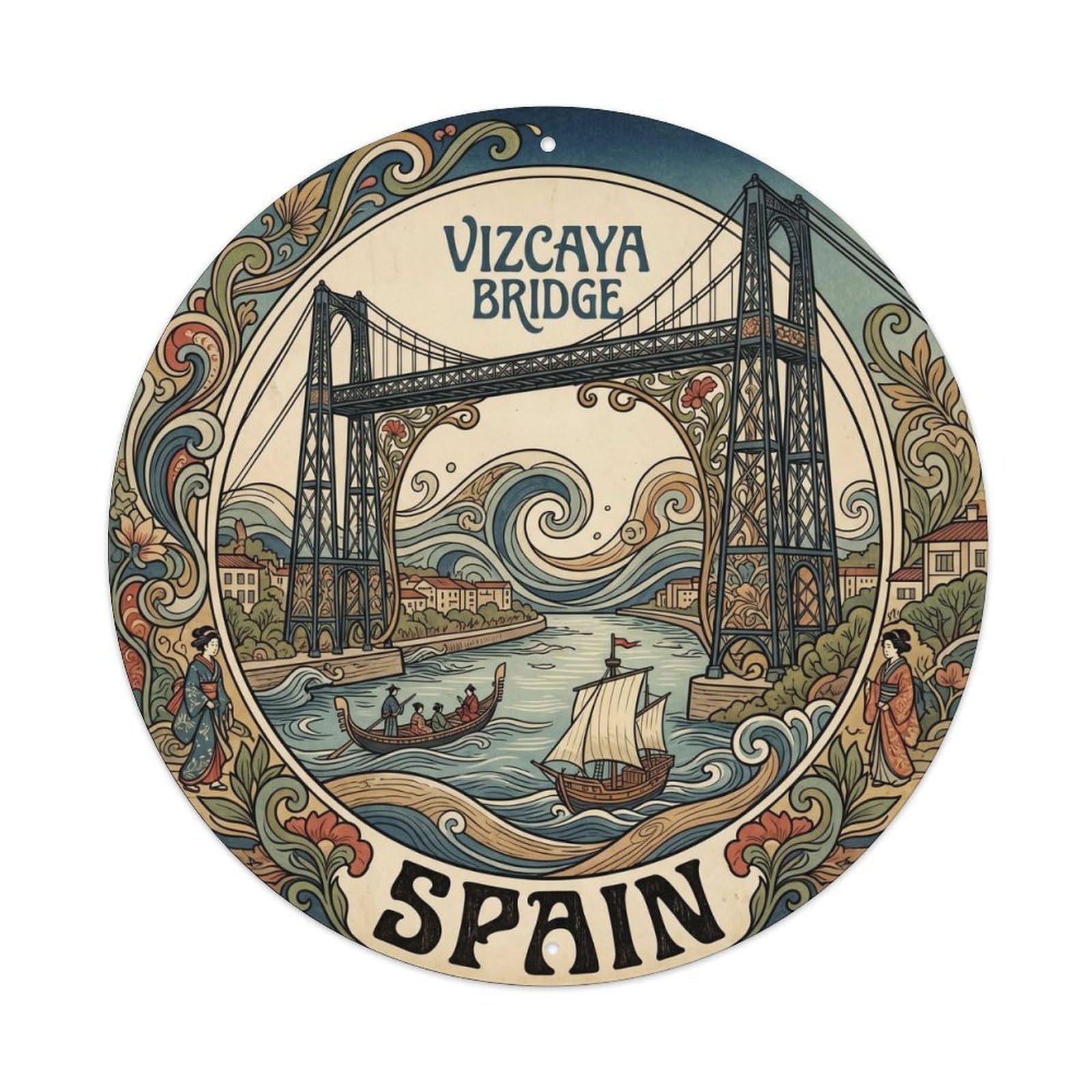 Bilbao Vizcaya Bridge Spain Art Nouveau Heritage Metal Tin Sign