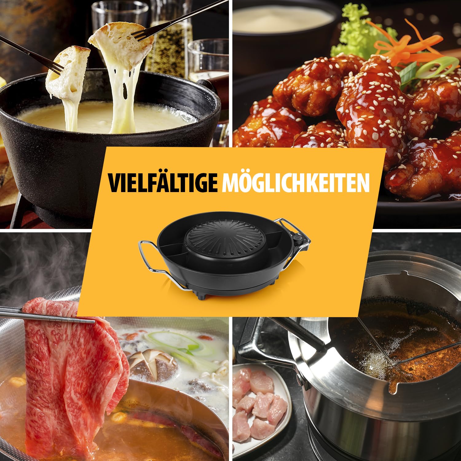 Tristar Koreanischer Grill & Hot Pot – 36 cm ⌀ – 3 L Fassungsvermögen – 4 Personen – 220 °C – Schwarz
