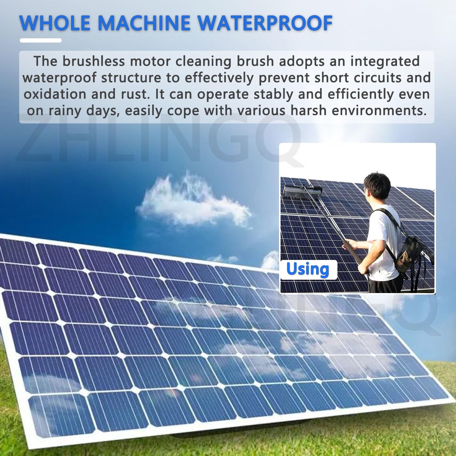 Verstellbare Solarpanel-Reinigungsrolle mit langer Reichweite, weiche Fensterreinigungsbürste für effektive Photovoltaik-Wartung, professionelle Rotationsausrüstung