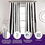 Lush Decor Wilbur Light Filtering Striped Window Curtains Set, 84 in L Panel Pair, Black, C32978P15-000