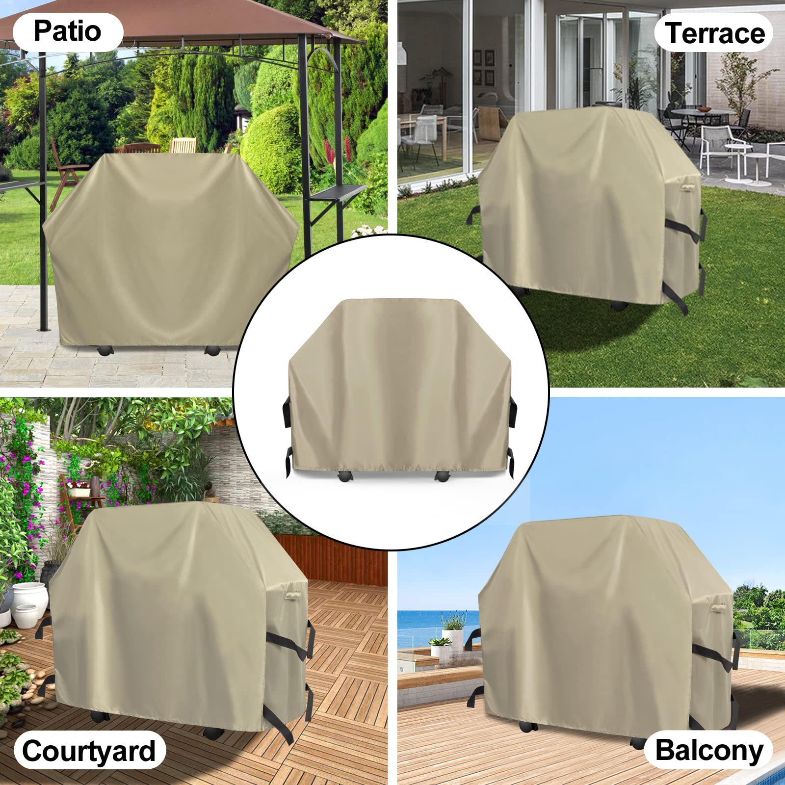 OutdoorLines Wodoodporna wytrzymała osłona do grilla – uniwersalne pokrowce na grilla odporne na promieniowanie UV osłona grilla gazowego do grilla na zewnątrz i na zewnątrz, 152 cm dł. x 61 cm szer