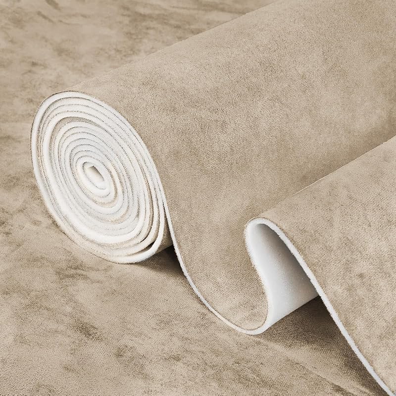 Beige Suede Headliner Fabric for Car Roof, 1/8" Foam Backed Suede Material 54"x60"W, Soft Touch, Anti-Sag, Soundproof, Flame-Retardant Automotive Upholstery DIY Replacement for SUV, Truck, RV