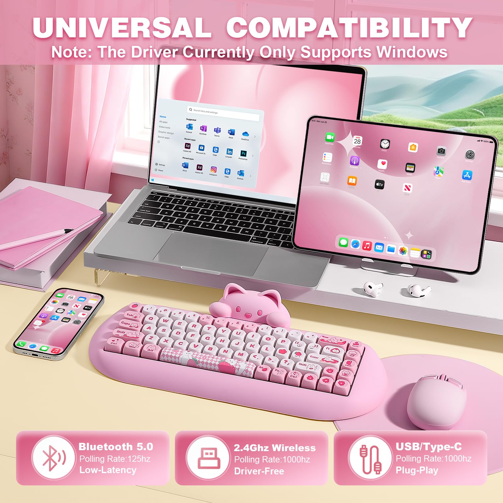 YUNZII C68 猫耳キーボード ピンク 可愛い 値下げ不可 Amazon.com: YUNZII C68 Wireless Mechanical Keyboard,65% Layout,Hot