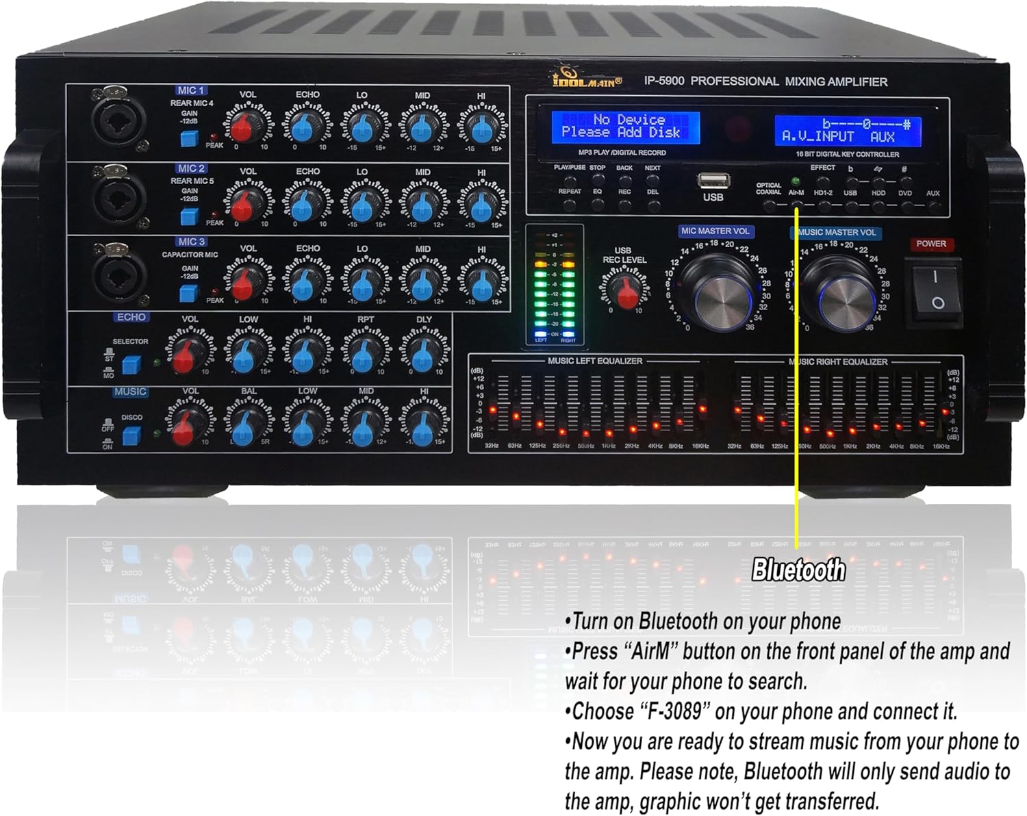 Home Karaoke Combo IDOLmain 6000W IP-5900 Bluetooth Mixing Amplifier Plus UHF-630 Dual Wireless Microphones