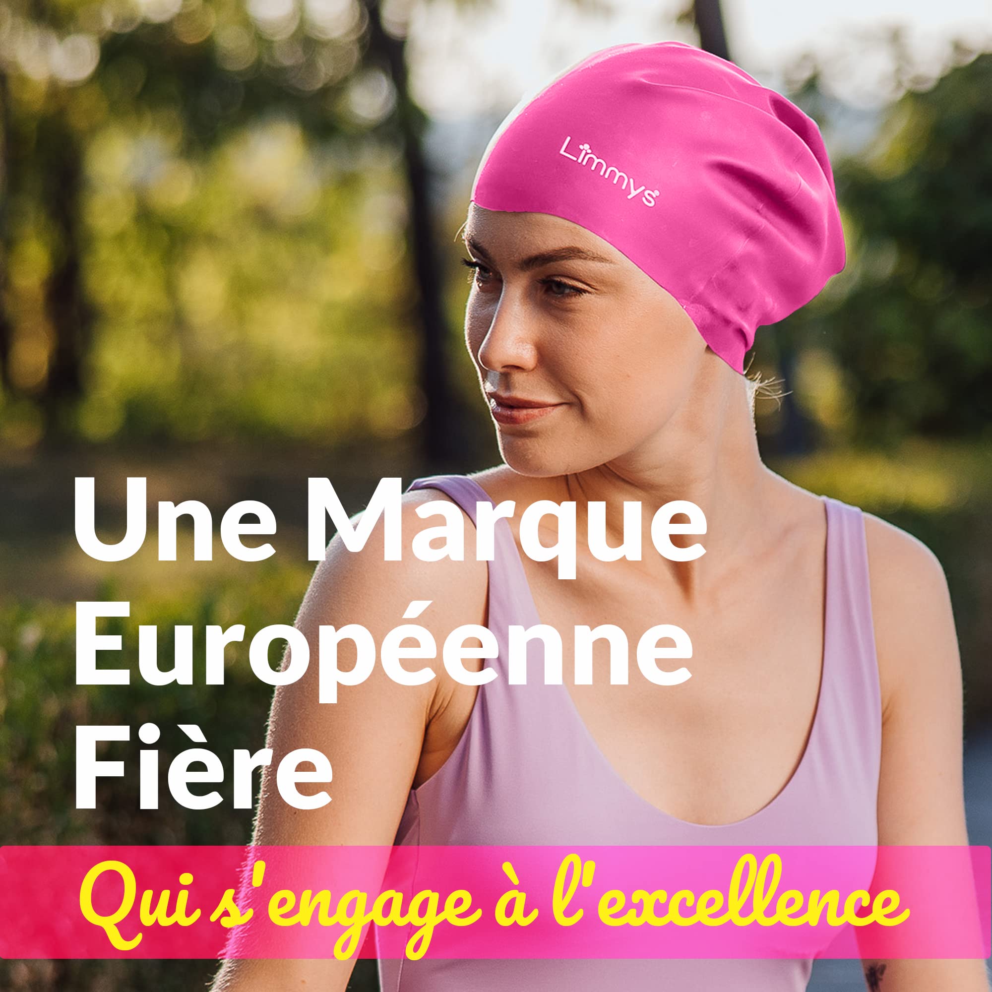 Limmys Bonnet de bain cheveux longs silicone extensible sans latex antidérapant