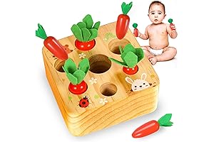 YOFUN Montessori Toys for Toddlers - Wooden Carrot Harvest Matching Puzzle