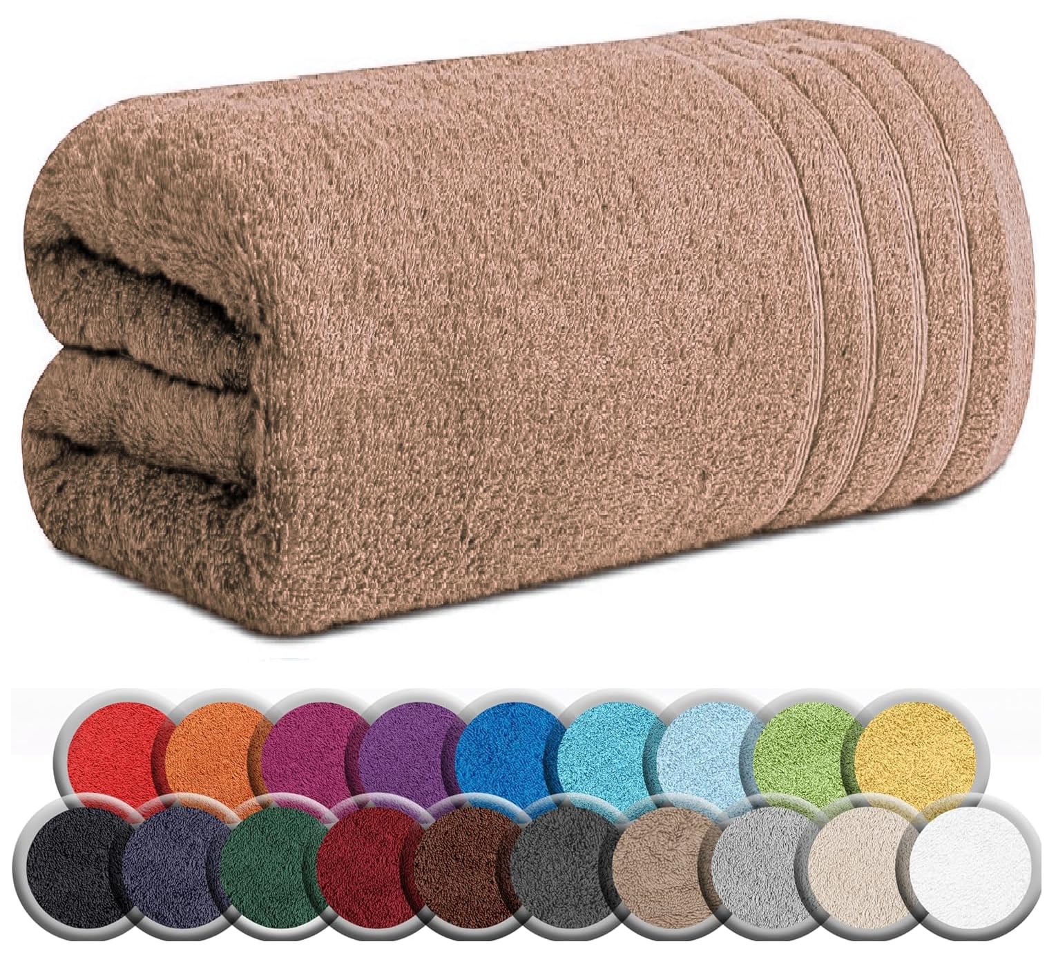 TEXTILESY Extra Large Super Jumbo Bath Sheet 100 x 200 cm-600 GSM Luxury 100% Egyptian Combed Cotton Big Towels Soft Hotel Quality XXL Bath Sheets (Latte) — image 1