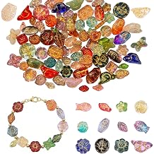 80-110pcs Assorted Glass Beads 100g Aesthetic Gold Tracing Crystal Vintage Bohemian Bead in Bulk for Jewelry Bracelet Necklace Making Multi Shapes Metal Enlaced Charm DIY Craft