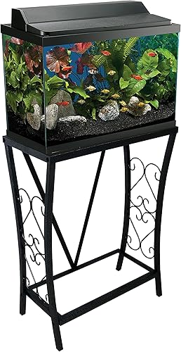 Aquatic Fundamentals Acuario de metal de 10 galones, 20.9 pulgadas de largo x 11 pulgadas de ancho, negro