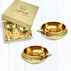 Lamina Set of 2 (Small 5.8Cm) Brass Diya for puja (Golden Color) Pital Kuber Deep Vilakku for Daily/Festive Worship, Home Temple Decoration, Diwali, Housewarming, Wedding & Spiritual Return Gift.