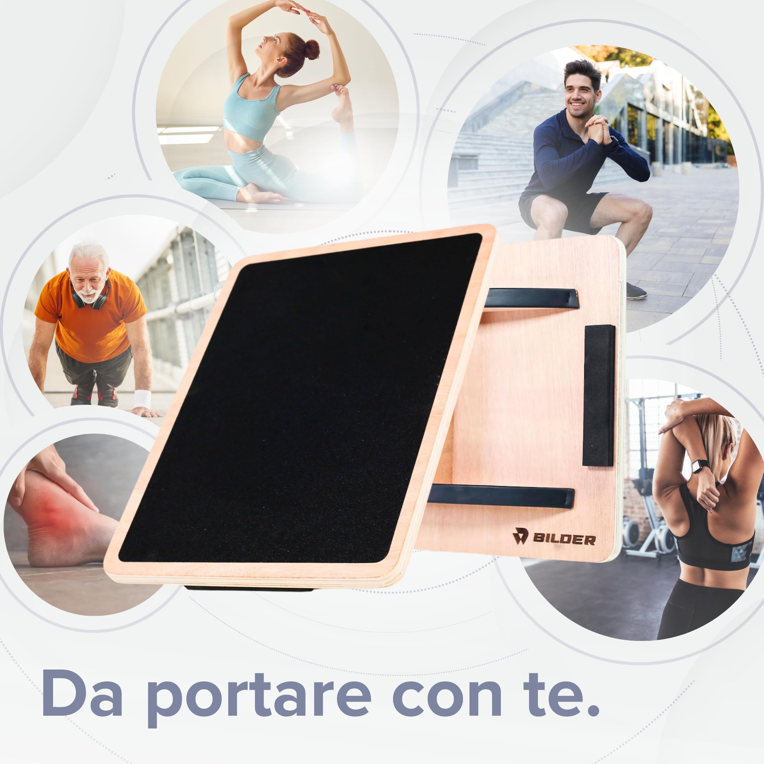 BILDER - Balance Board per Pilates, Yoga e Fitness, Tavoletta Propriocettiva con Superficie Antiscivolo - Migliora la Forza e la Coordinazione, Attrezzi Palestra Casa Ufficio Principianti ed Esperti