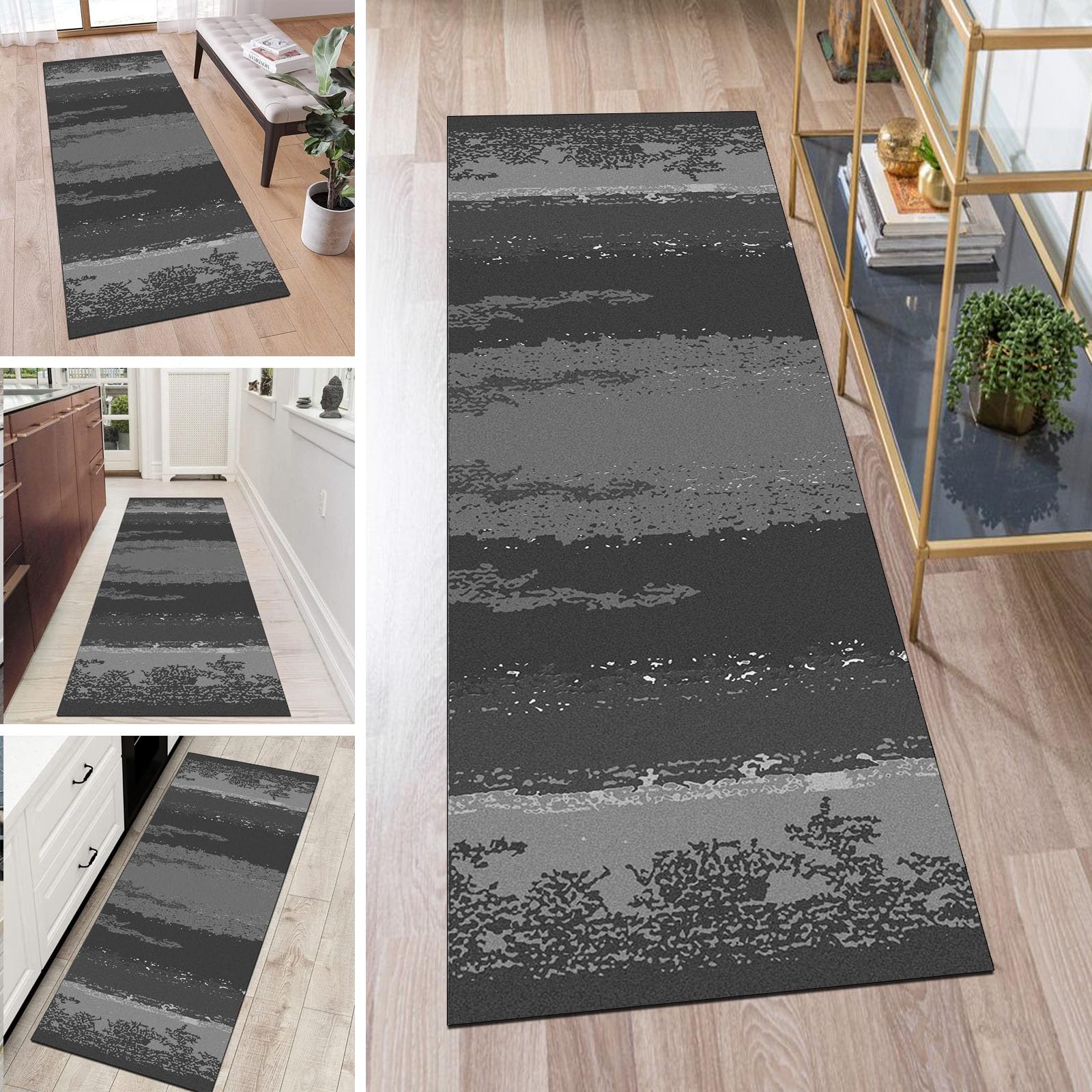 Alfombra antideslizante lavable para proteger tu cocina y pasillo con diseño abstracto moderno