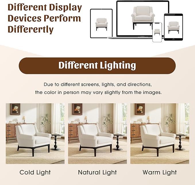 Sillón Acogedor con Brazos Abocinados Tapizado Beige miniatura 8