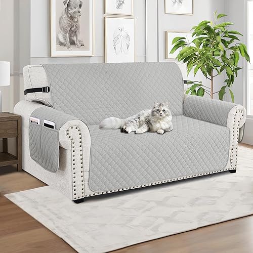 Vista 46 de XINEAGE Funda reclinable resistente al agua, fundas para sofá reclinable de 3 asientos con bolsillos, funda protectora acolchada gruesa para perros