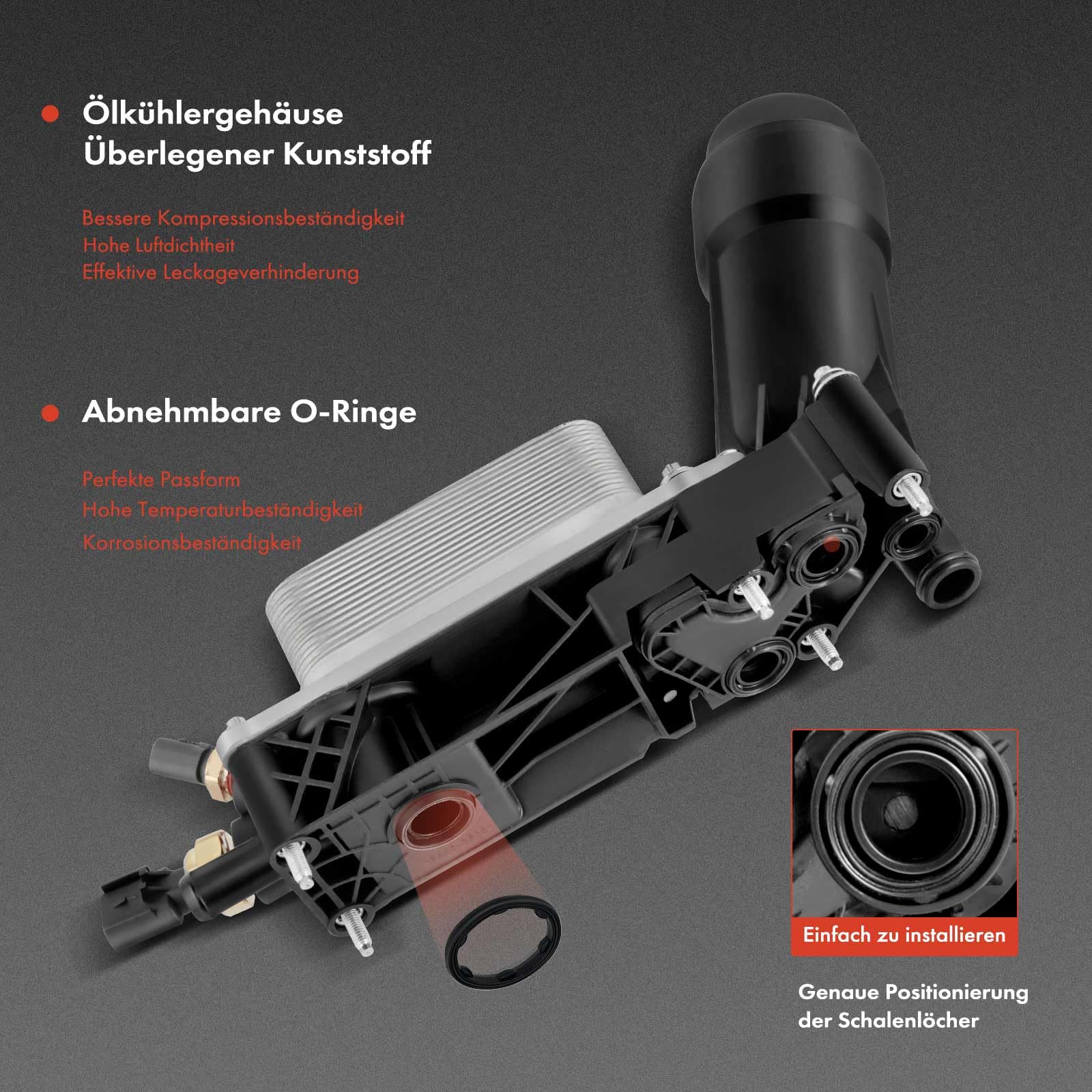Frankberg Obudowa filtra oleju z chłodnicą oleju, kompatybilna z Focus II DA DP HCP 2.5L 2005-2012, zbiornik na olej S60 II 134 2,5 l 2012-2020 Replace# 31338685
