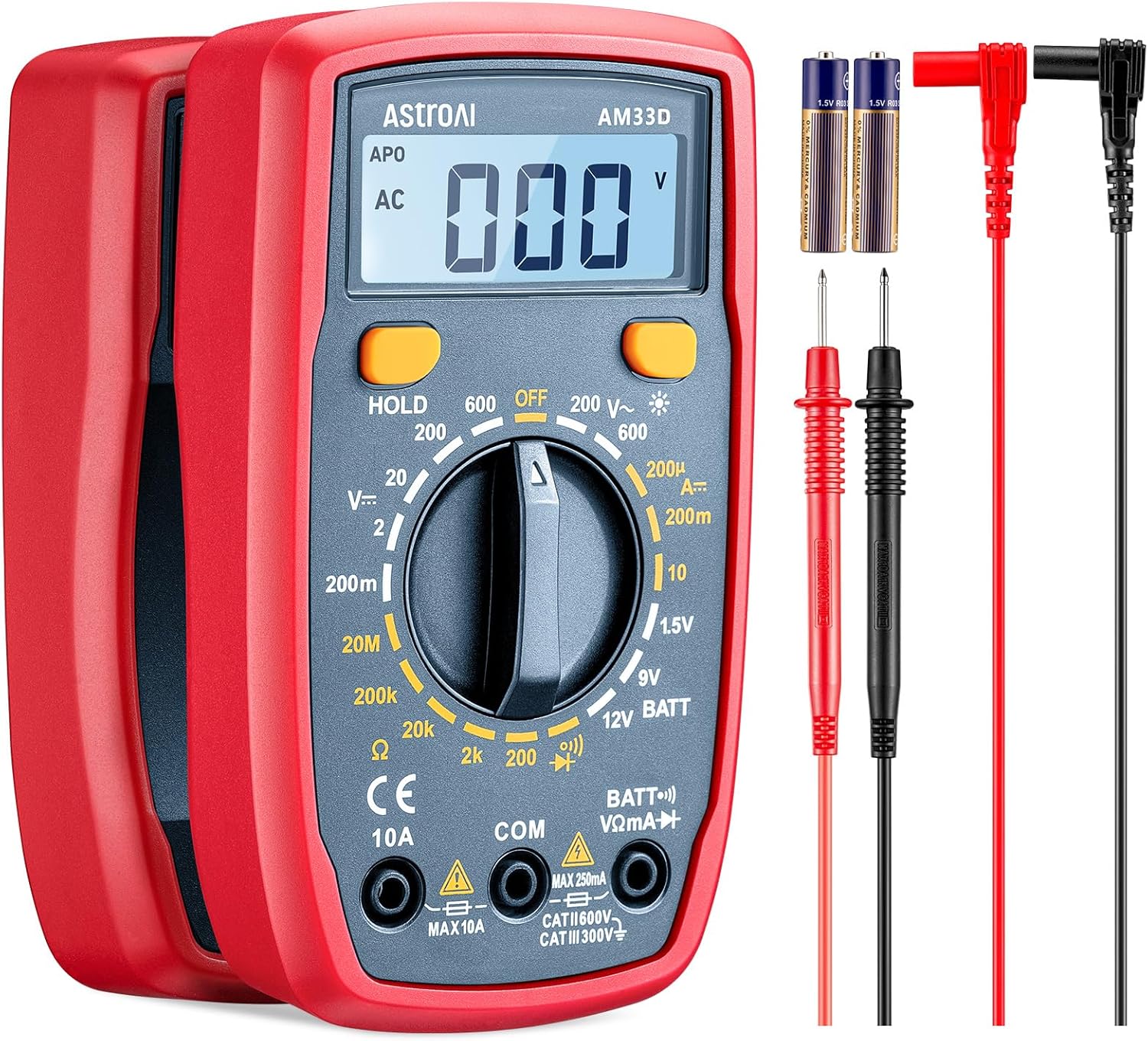 AstroAl Digital Multimeter 2000, Multimeter Tester with Volt Amp Ohm, Multi Meter Measures Voltage, Current, Resistance, Continuity and Diode, Electrical Tester with Test Leads, Backlight LCD Display - Image 9