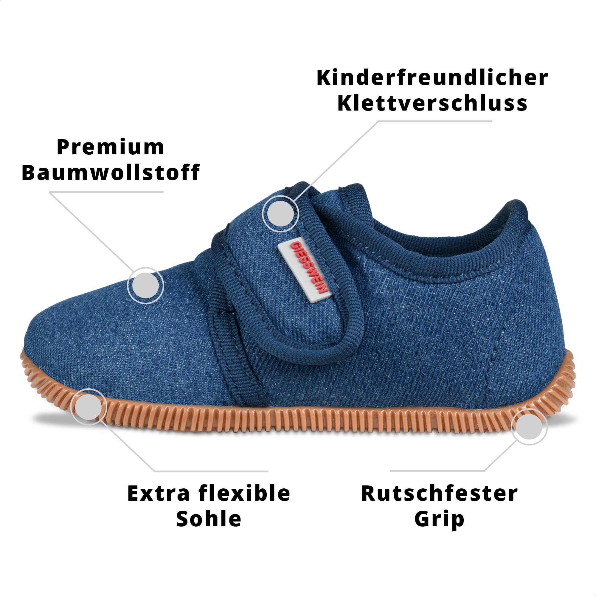 Giesswein Kinder Hausschuhe Senscheid - Slim-Fit Pantoffel, Kindergarten Schlappen, Rutschfeste Krabbel Schuhe