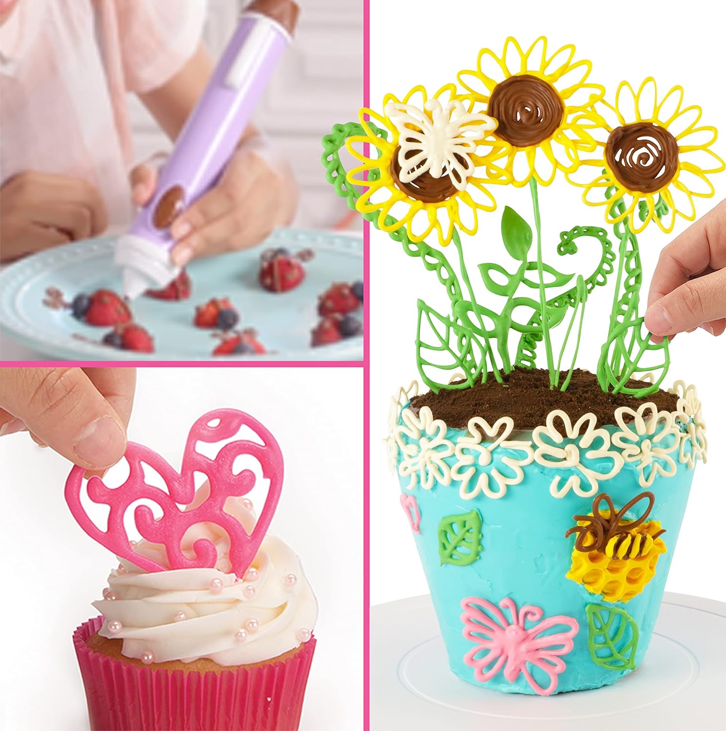 Kids' Chocolate Pen with 4 Candy Bars for Drawing & Baking Creations in