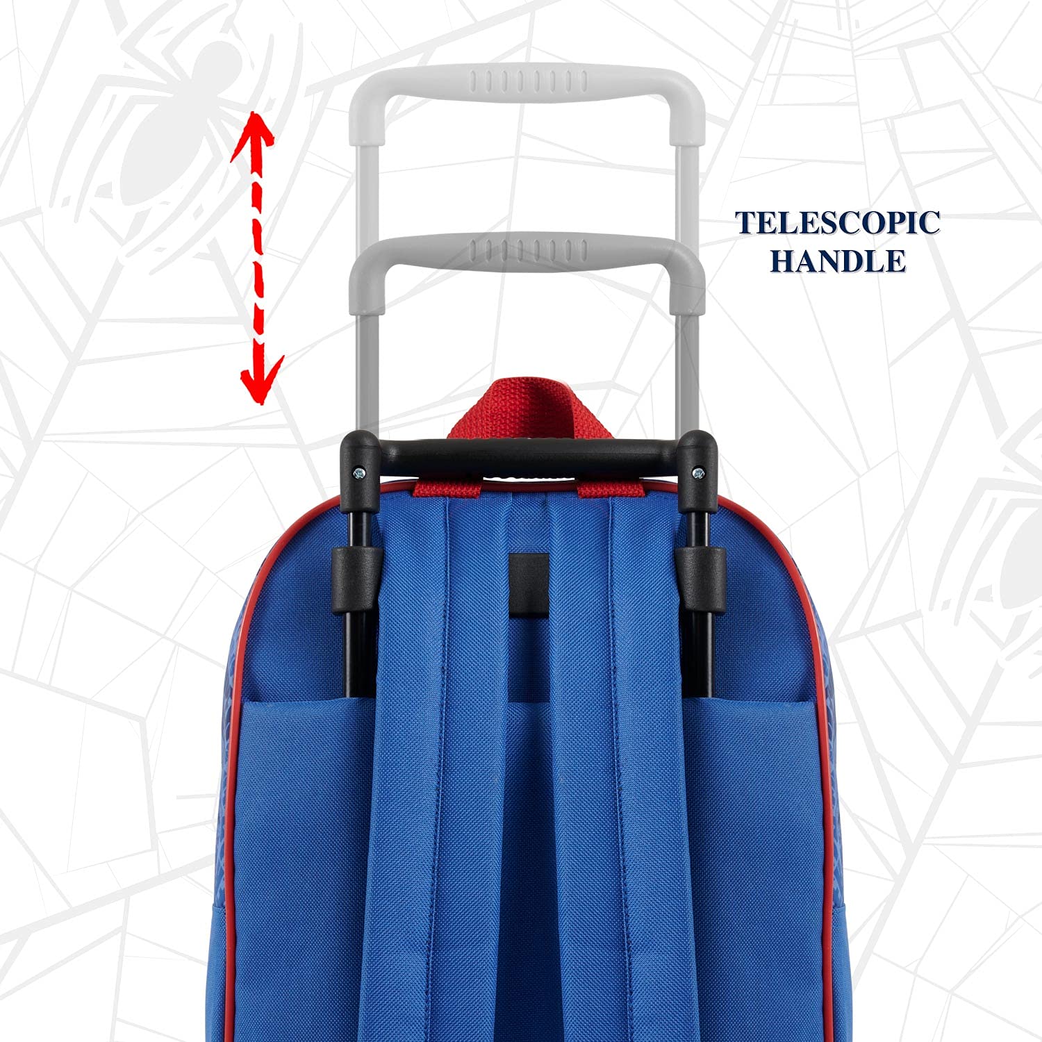 PERLETTI Spiderman Sac à Dos avec Roues pour Enfant - Sac à roulettes Amovible Garçon Bleu et Rouge École Maternelle - Cartable Léger Marvel Super Héro Homme Araignée Voyage Losisir - 36x25x12 cm