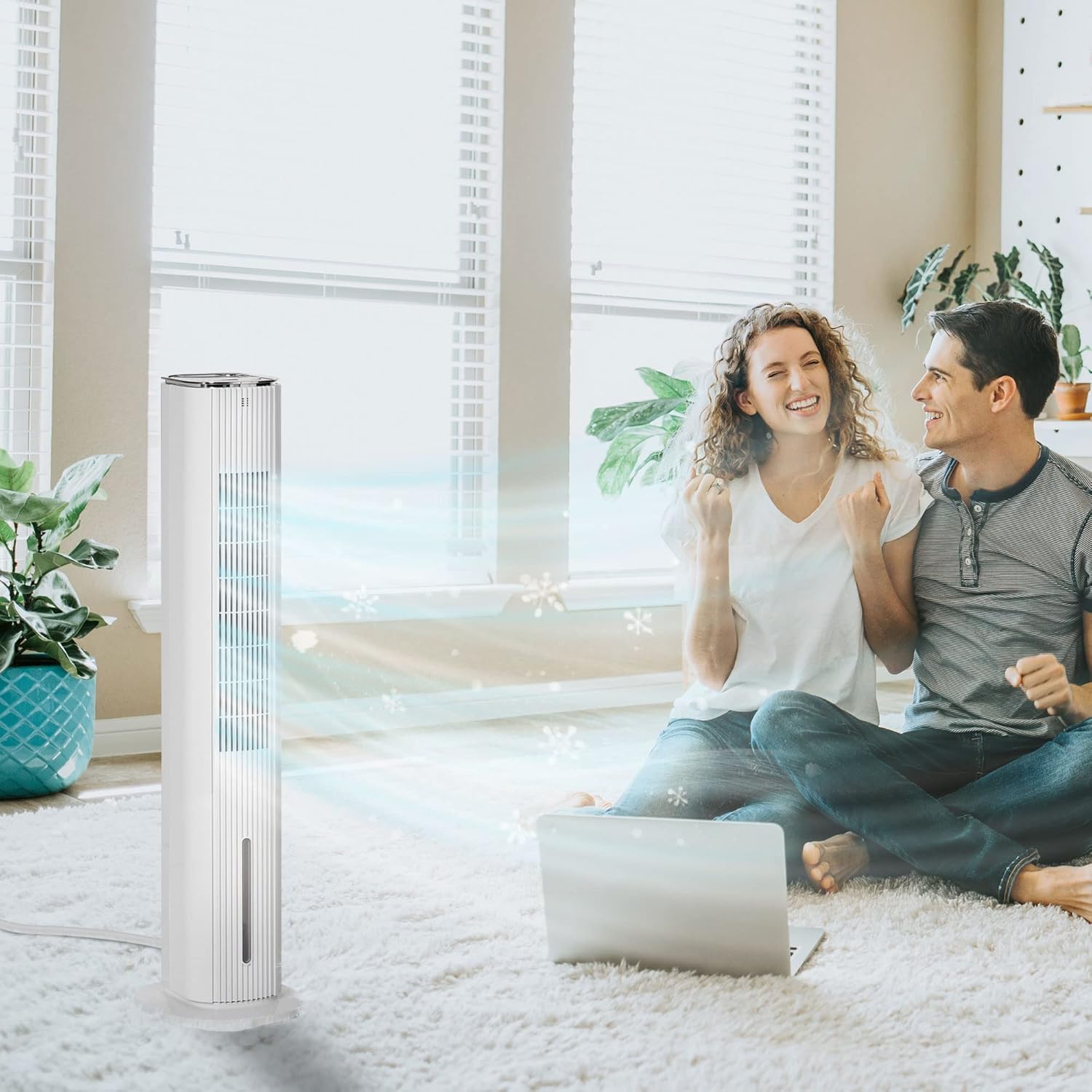HOMCOM 42" 3-In-1 Evaporative Air Cooler, Ice Cooling Fan with Humidifier and with Water Tank, 60° Oscillating Portable Swamp Cooler for Home Office, 3 Modes, 3 Speeds, 12H Timer, Remote, White