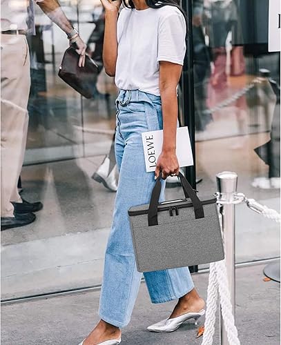 Miniatura 6 de Trunab Transportador de bebidas reutilizable de 3 tazas para entrega con divisores ajustables, bolsa aislada para llevar, bolsa de transporte de