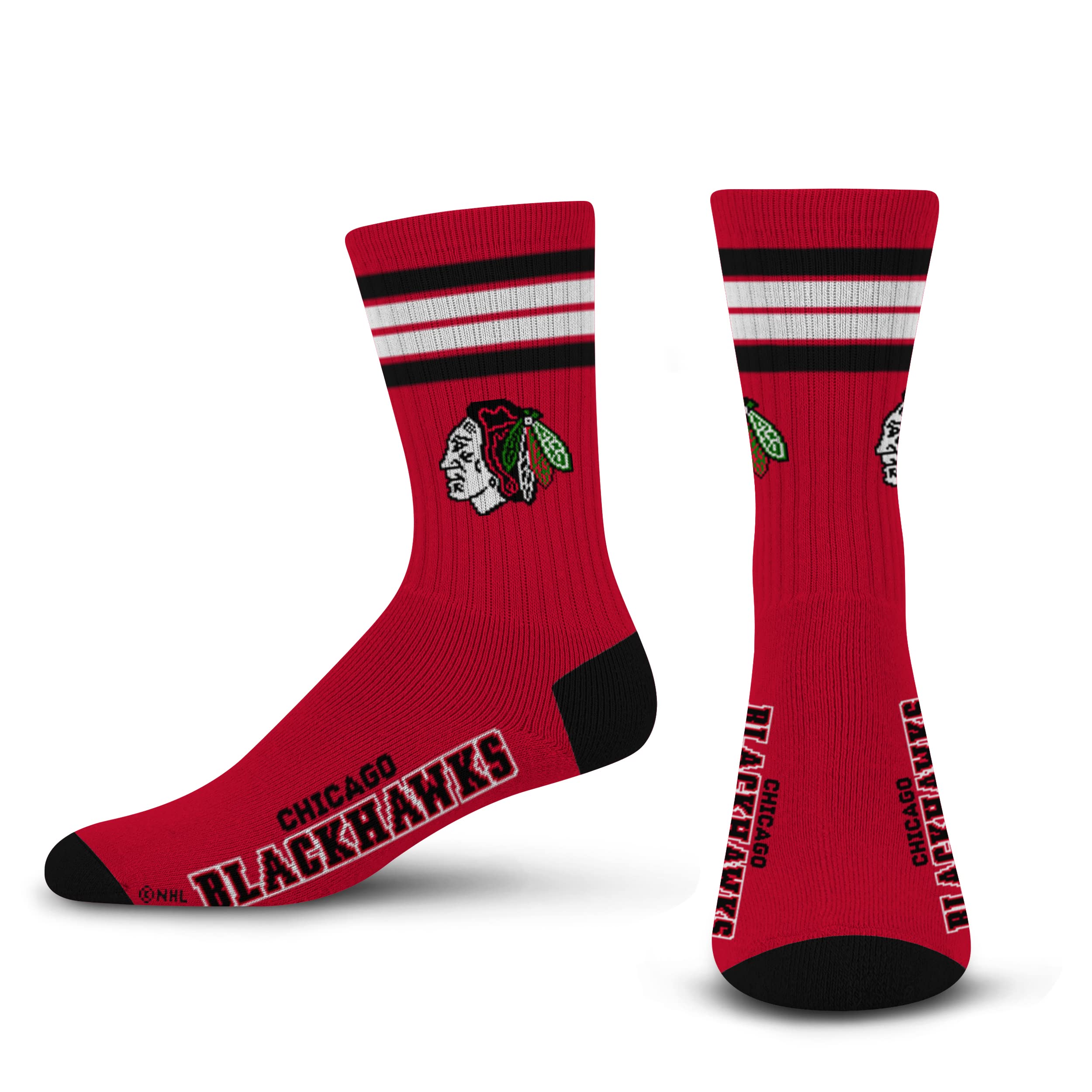 For Bare Feet Chicago Blackhawks Adult Stripe Deuce Sock - Red,