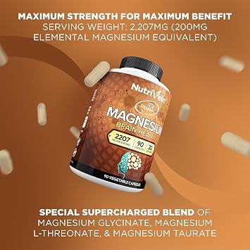 Nutrivein Premium Magnesium L-Threonate Supplement Magtein 2207mg - 90 Caps