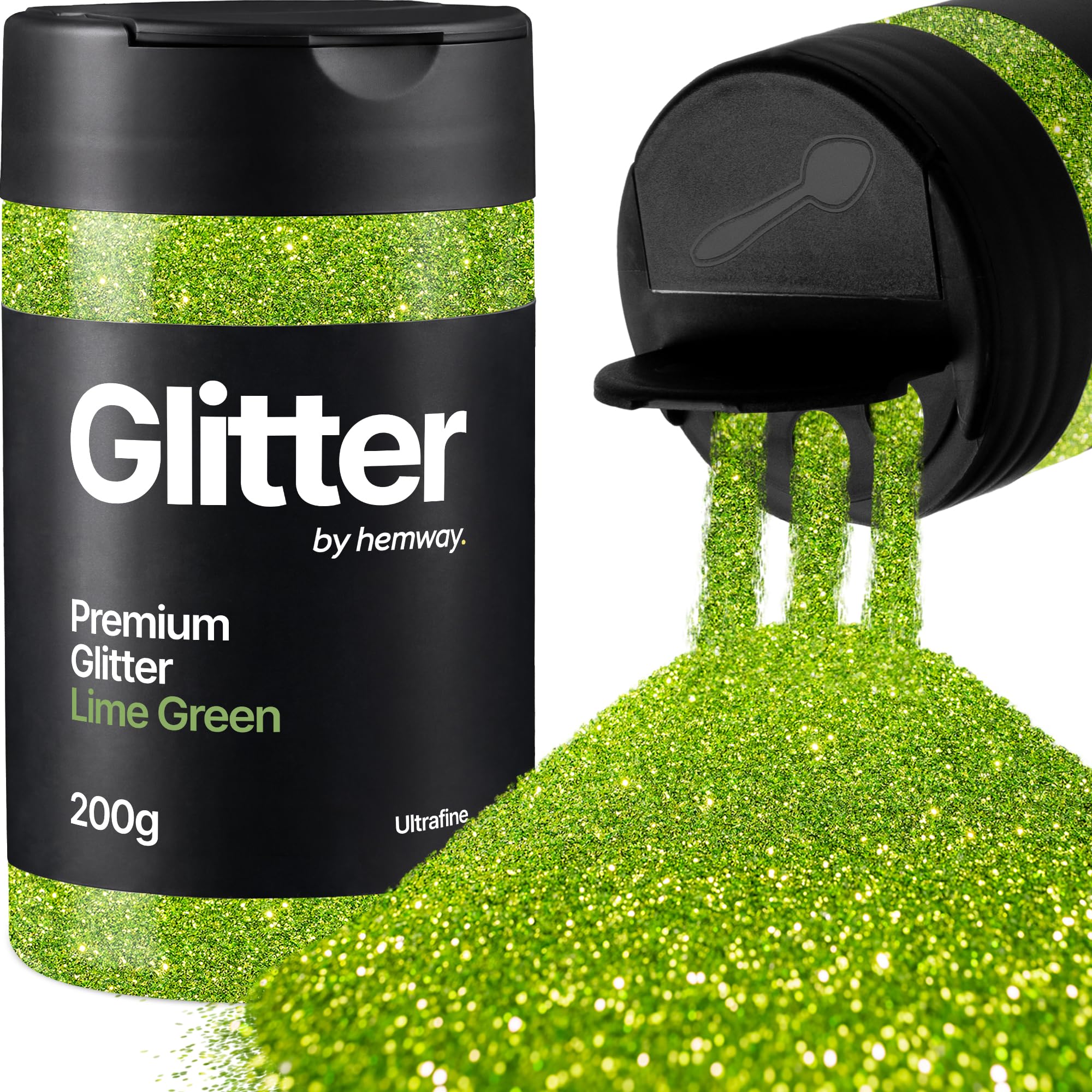 Hemway Lime Green Glitter Shaker, 200g Ultrafine Glitter for Crafts Metallic Flake Sequins for Resin & Epoxy Crafts for Decorating, Halloween, Christmas, Nail, Face, Art