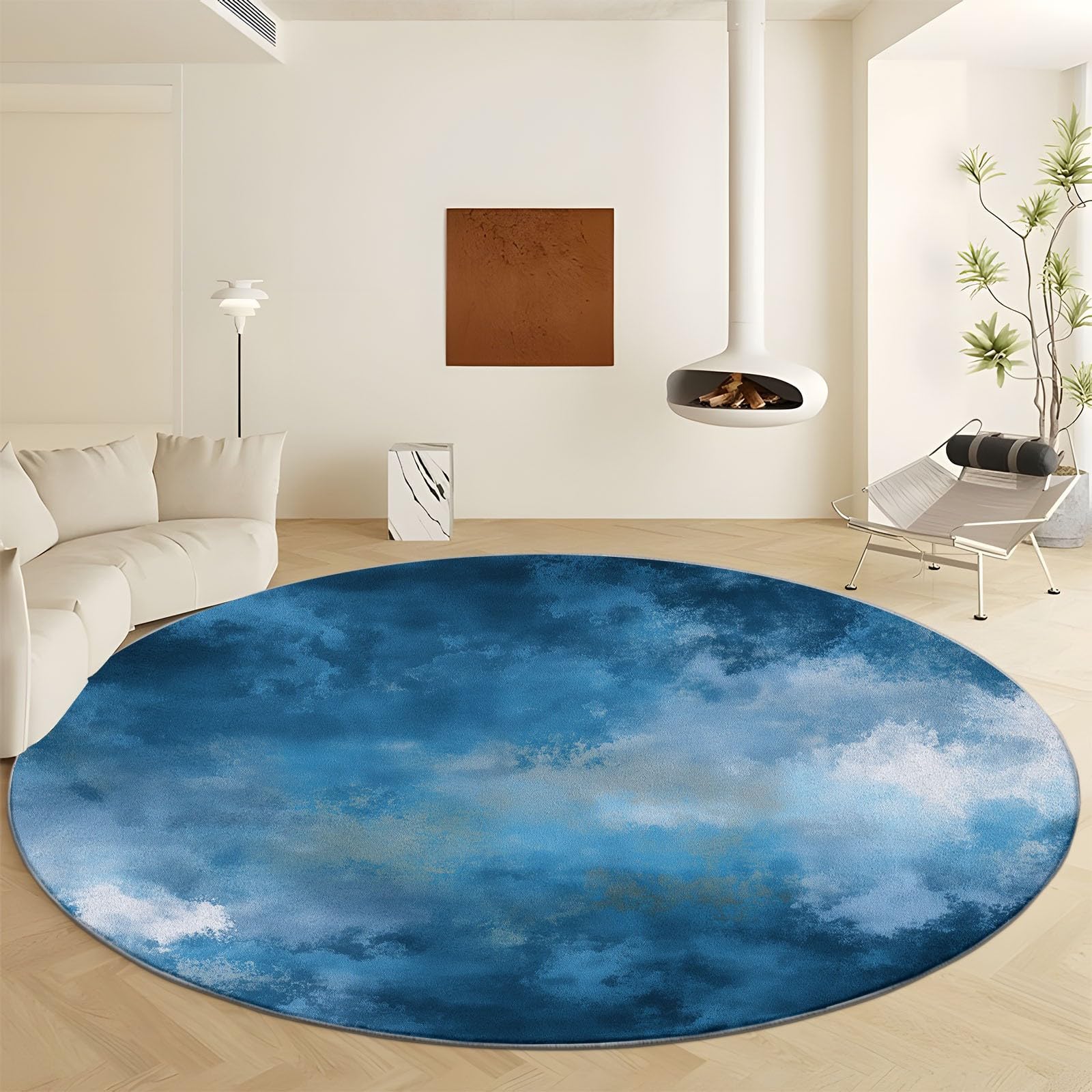Tapis de salon bleu-gris antidérapant et moquette douce de chambre à poils courts