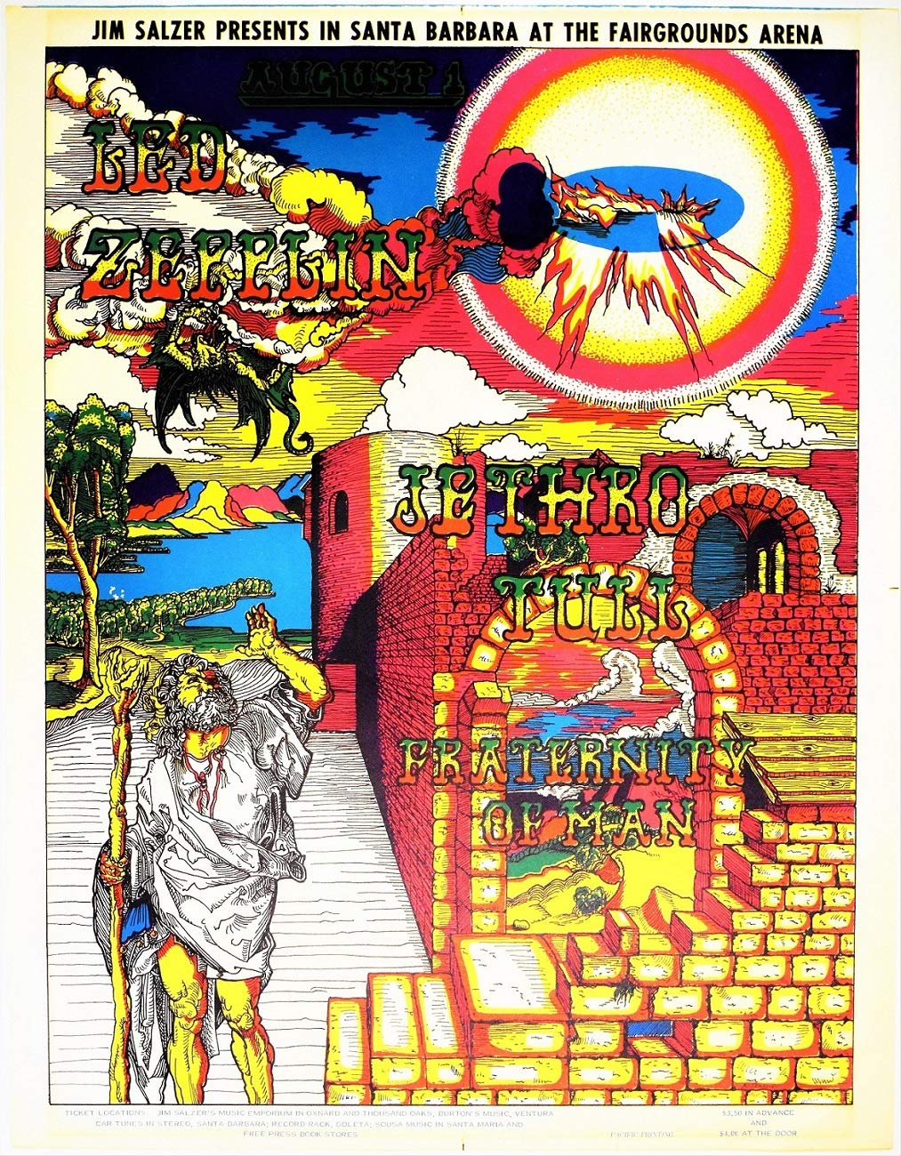 Amazon.com: Led Zeppelin + Juthro Tull 1st Printing Concert Poster
