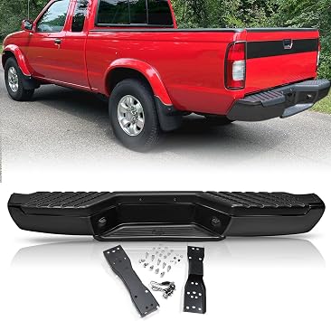 TUSDAR Rear Bumper Replacement for 1998-2004 Nissan Frontier without Parking Sensor Hole Back Step Bumpers Black NI1102140