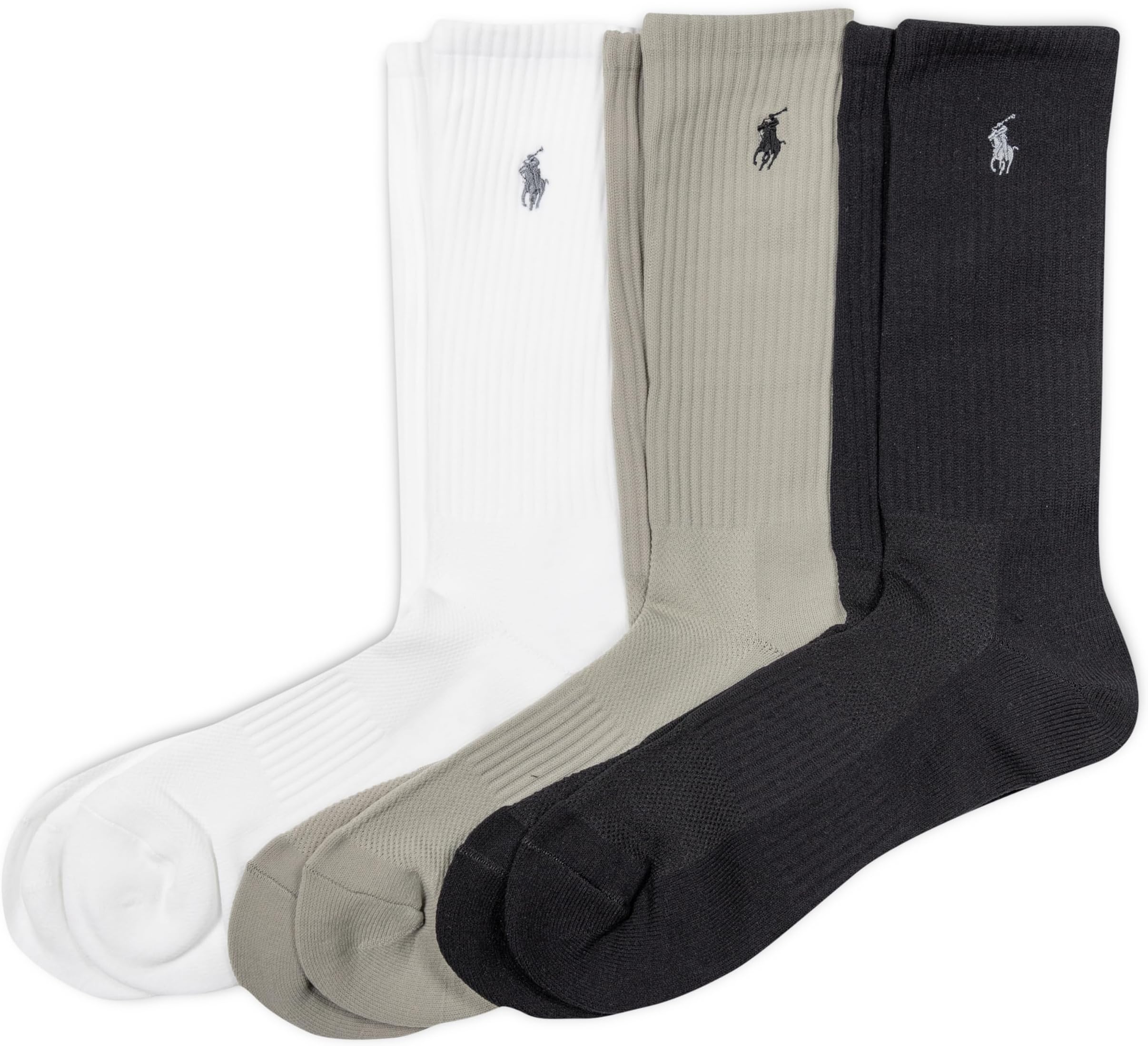 mens Tech Athletic Crew Socks - 3 Pair Pack - Sport Cushioned Arch Support
