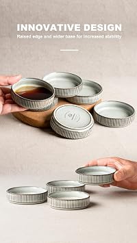 famiware Ceramic Soy Sauce Dish, 4oz Dipping Bowls Set of 6, Smoky Blue
