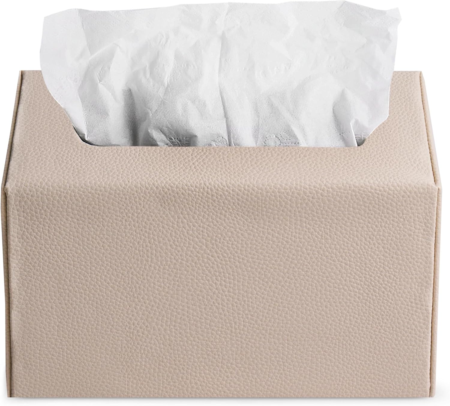 QIELIZI Hand Towels Box Cover,PU Leather Tissue Box Cover Holder Compatible with Kleenex Disposable Paper Hand Towels Suitable for Dining,Kitchen,Bathroom(1-Lychee Grey)