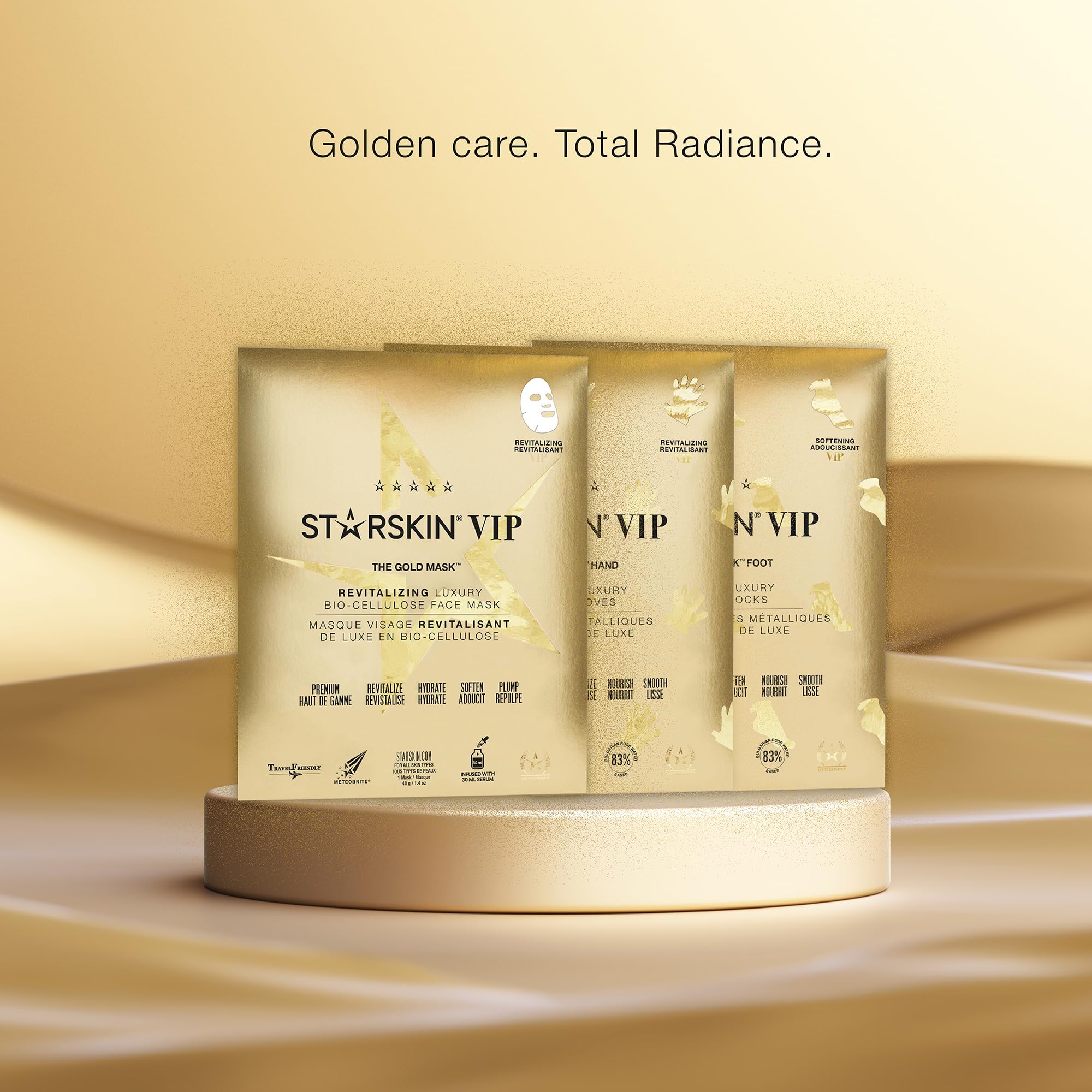 STARSKIN VIP The Gold Mask Giftset - High-end Gift - Complete Collection - Includes Hand, Foot, and Face Masks Headband