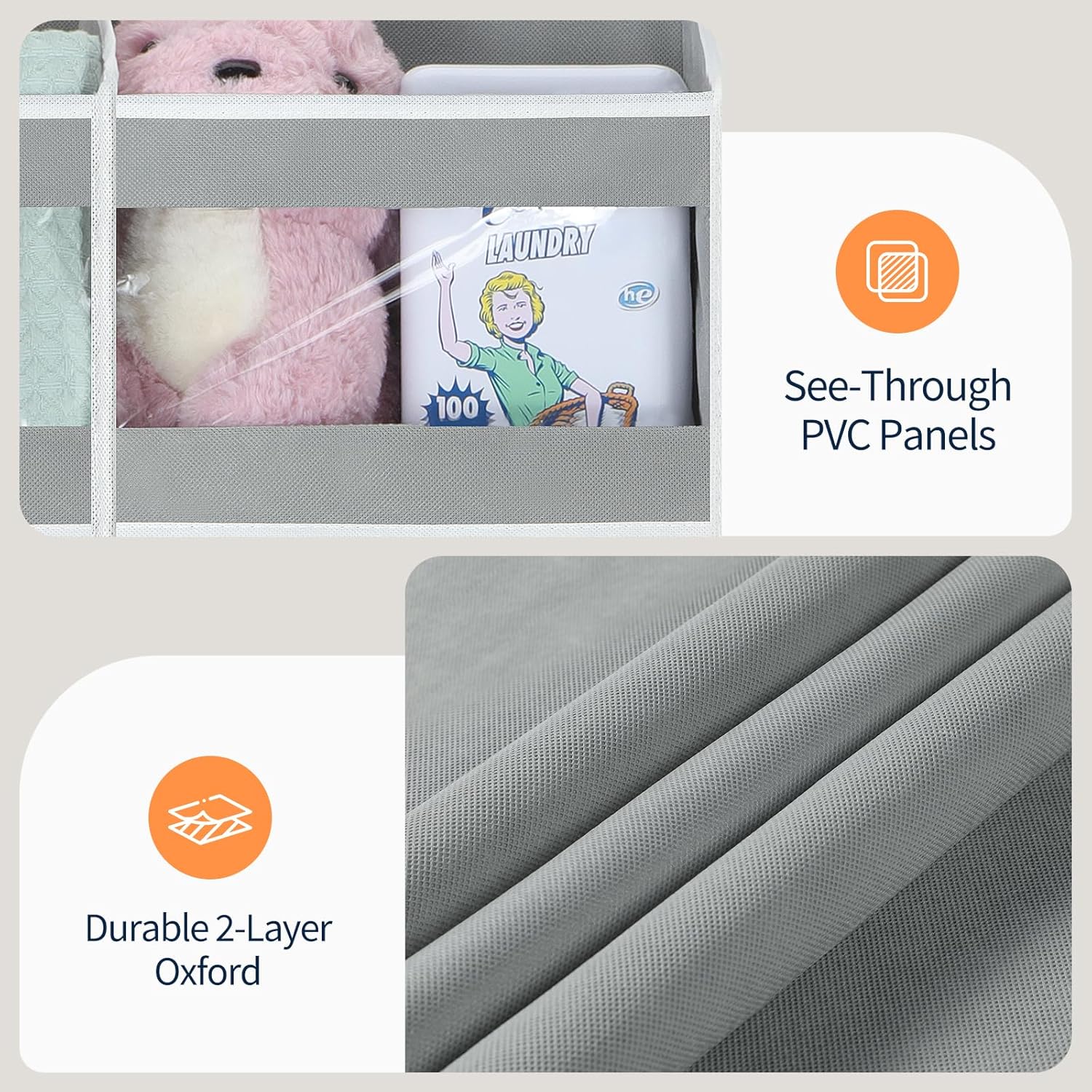 Yecaye 5-Tier Over The Door Organizer Dual-Column, 80lbs Load Extra Large Over The Door Storage of 10 Compartments, Heavy Duty Door Organizer Hanging for Bedroom Closet Dorm Bathroom Pantry, Gray - Image 5