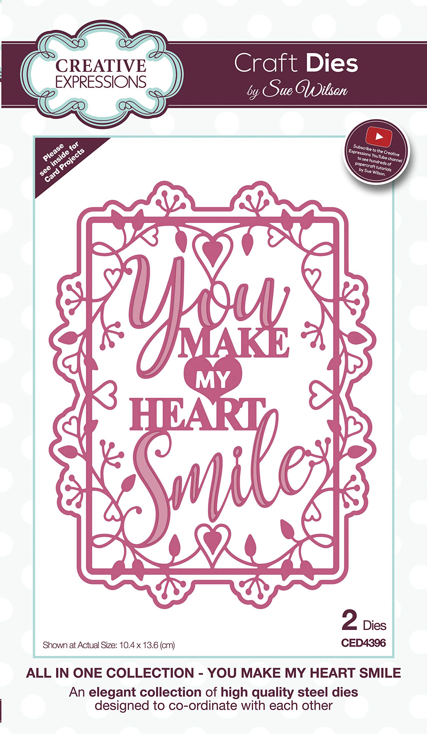 Sue Wilson All in One Collection-You Make My Heart Smile-Craft Die, Metal, 13.6 x 10.4 cm