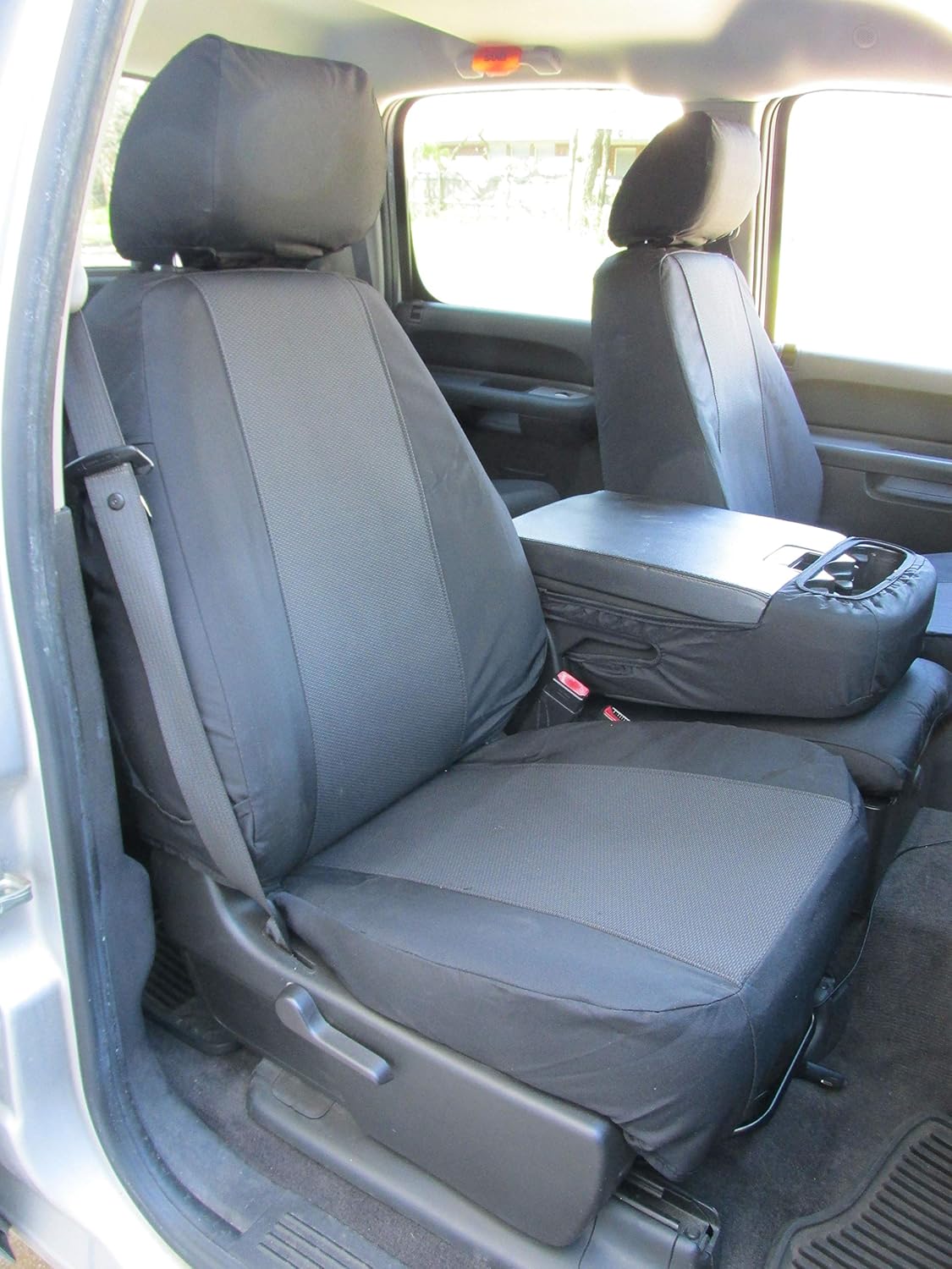 Durafit Seat Covers, C1134-C1 Black 2010-2013 Chevy Silverado, Tahoe, Avalanche and GMC Sierra LT 40/20/40 with Opening Center Console with 2 Opening Lids (Side Impact Airbag Version).